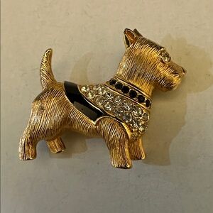 Vintage Swarovski Scottie Dog Brooch Swan Marked